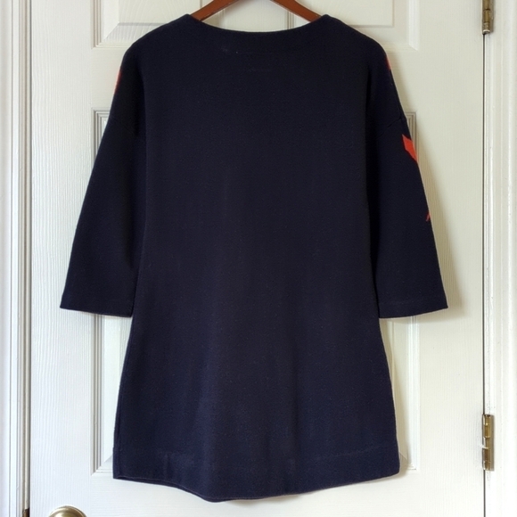 Field Flower Anthropologie Megara Floral Quarter Sleeve Tunic Sweater Navy XS - Picture 11 of 13